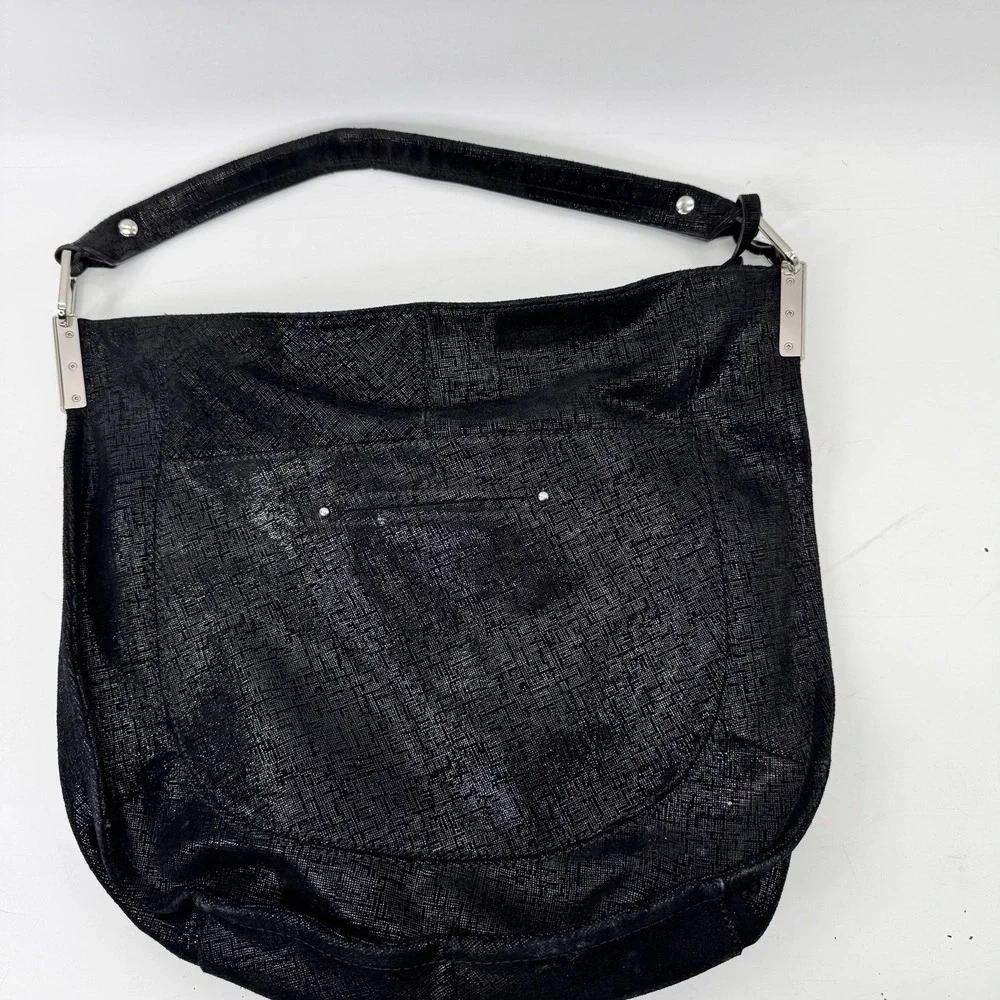 Y2K B MAKOWSKI Hobo Bag Slouchy Black Leather Studded Shoulder Cinched Combo
